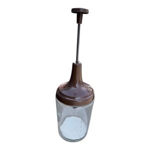 VTG Acme Food Chopper Nut Grinder Hand Crank Glass Jar Brown Top Stainless Steel